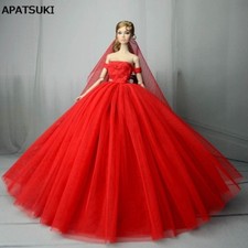 Red Wedding Dress for 11.5" Doll Clothes 1/6 Evening Dresses Party Gown Outfits