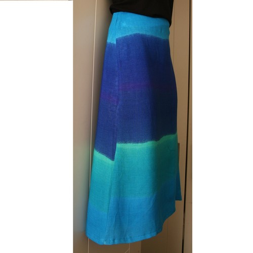 Clockhouse C&A Vintage Blue Ombre Fade Midi Beach Skirt Size 8 UK Eur 36 Boho - Picture 3 of 6