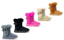 New Kids Snow Boots Buckle-Accent Knitting Snow Boot Faux Fur Fashion Shoe ||