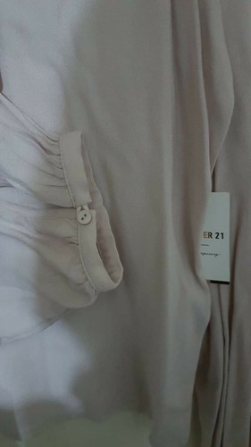 Tie Neck Woven Top Nude and Black Large Size - Picture 2 of 5