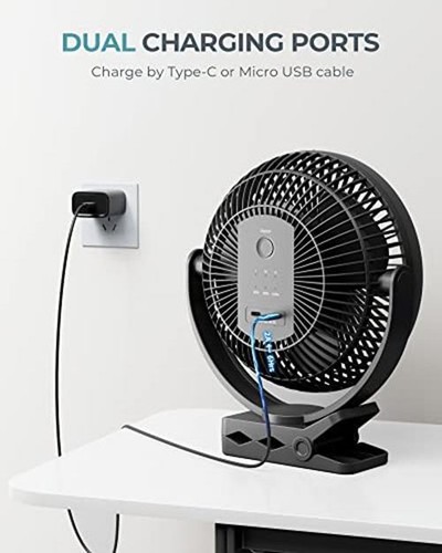 xasla 10000mAh Portable Clip on Fan, 8 inch Rechargeable  Assorted Colors 