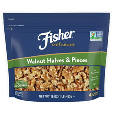 Fisher Chef's Naturals Gluten Free,No Preservatives,Non-GMO Walnut Halves 16 oz 