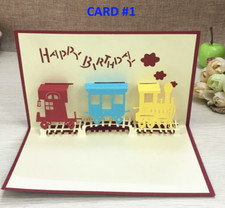 Pop out Greeting cards Birthday, Kids Party 3D New (3 Pack) Sponge Bob Train WOW