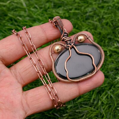 Triplet Fire Opal Cat Shape Copper Wire Wrapped Handmade Jewelry Pendant