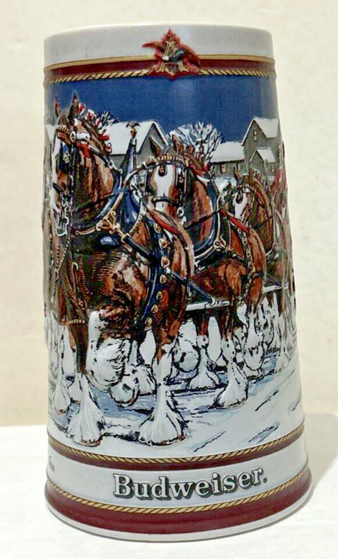 Budweiser Holiday Beer Stein Christmas Series 1989 Limited Edition