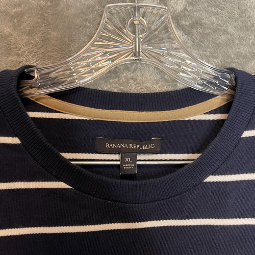 Banana Republic Men Classic Preppy Striped Crew Heavyweight Cotton TShirt XL - Picture 6 of 14