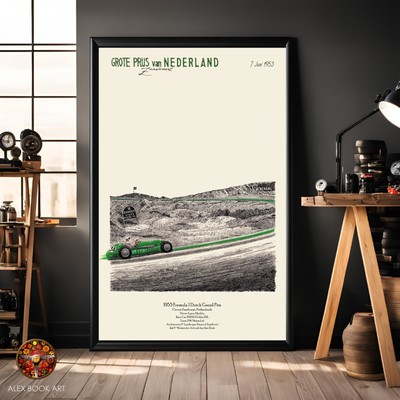 Dutch GP Zandvoort Vintage Art Print - Lance Macklin HWM Formula Race Car Poster