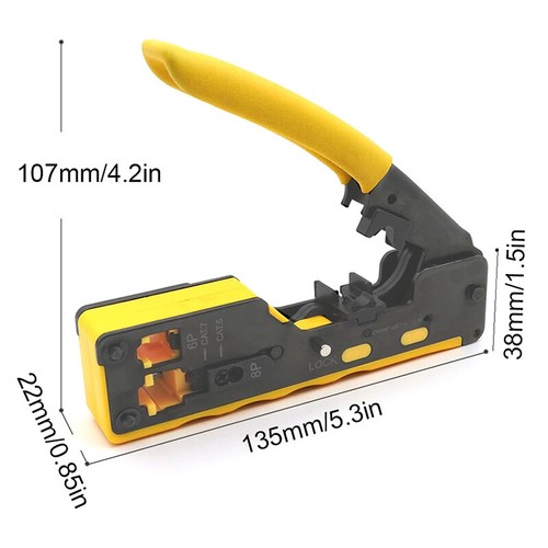 Herramienta de prensado de paso RJ45 RJ12 para conectores estándar CAT5/6/6A - Imagen 3 de 12