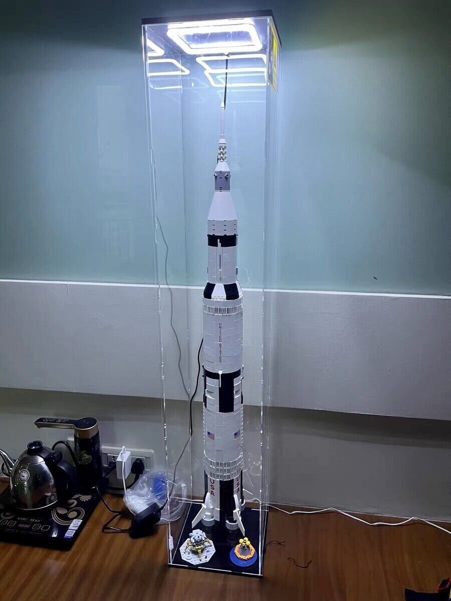 LED Acrylic Display Case stand for LEGO NASA Apollo Saturn V 21309