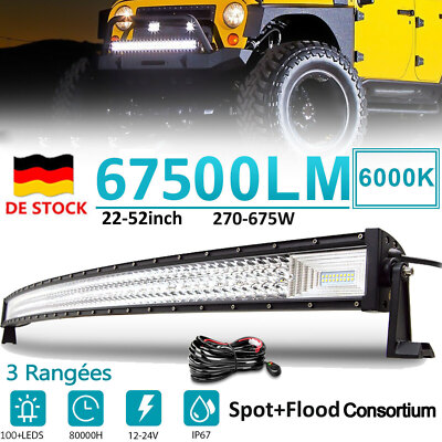 Barre LED Phare De Travail Pour Camion/offroad - 22 à 52 Pouces - 30000lm - Combo Spot/flood - 12V/24V