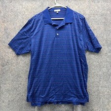 Peter Millar Polo Shirt Men Extra Large Blue Striped Golf Golfer Striped XL