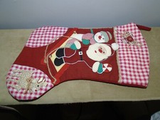 PADDED SANTA WITH FROSTY THE SNOWMAN  RUDOLPH 15.5  CHRISTMAS STOCKING CB922 