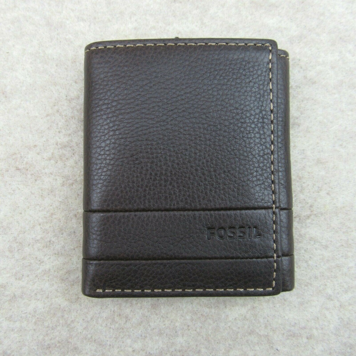Fossil Lufkin Trifold Dark Brown Leather Mens Wallet NEW  