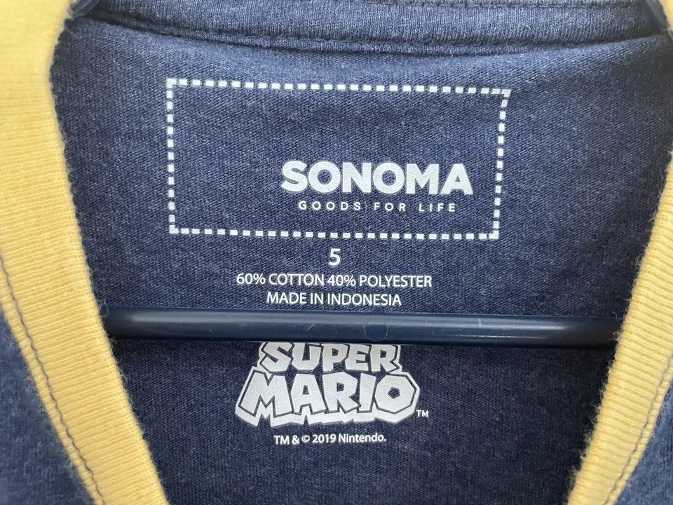 Camisa Sonoma Niños Super Mario Colorida Yoshi Timbre Manga Corta Azul Marino Talla 5 Foto 2 de 4