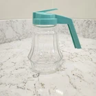VTG Glass Syrup Sugar Pitcher Federal Tool Corp Aqua Blue Lid Made in Chicago