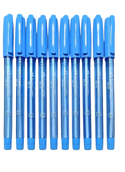 10 X FABER-CASTELL NX23 BLUE Ink Clip Ball Point Pen Biro Set 0.7