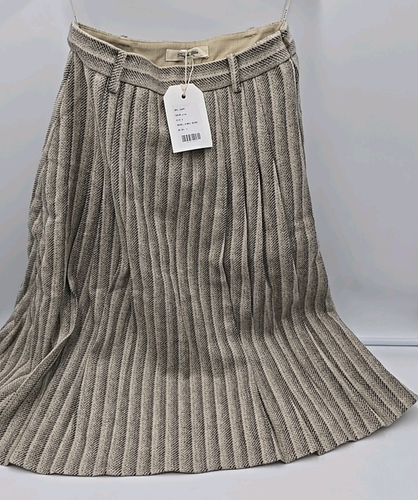 Simple Retro Grey Pleated Skirt Small Midi Skirt High Waisted Knee Length Skirt - Picture 15 of 16