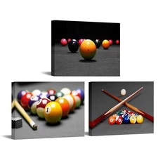 Billiards Canvas Wall Art Pool Table Pictures Leisure Sport Painting Snooker ...