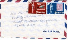 Jamaica 1979 Frankierter Luftpostbriefumschlag nach U.S. Maschinenstempel