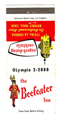 THE BEEFEATER INN matchbook matchcover - BEVERLY HILLS, CALIFORNIA