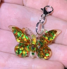 Acrylic Colorful Glittery Butterfly 🦋 Charm Zipper Pull & Keychain Add On Clip