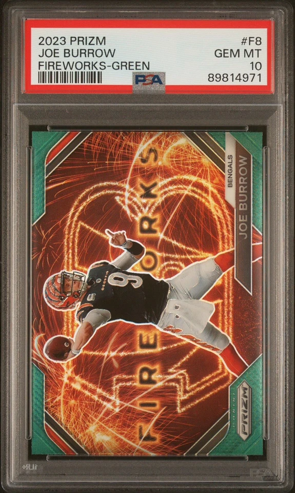 JOE BURROW PSA 10 2023 Panini Prizm Fireworks Green SP GEM MINT 💎 Low Pop 🔥 - Image 3 of 4