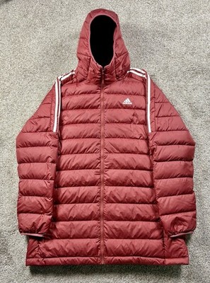 Adidas Essentials Down Hooded Parka Jacket Men s Size 2XL Burgundy GH4606