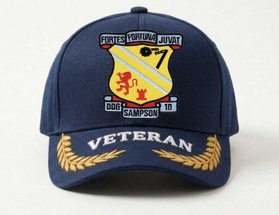 Customized Name Embroidered Hat Uss Sampson Ddg-10, Veteran Cap, Trucker Hat
