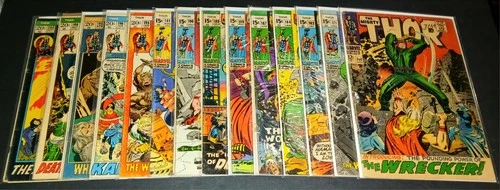VINTAGE 🔨 THOR 🔨 SILVER/BRONZE AGE MARVEL 14 COMIC BOOKS RUN LOT 1ST WRECKER