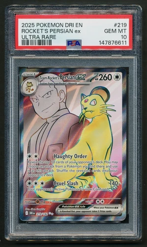 Team Rocket's Persian ex 219/182 Ultra Rare Holo Pokémon Destined Rivals PSA 10