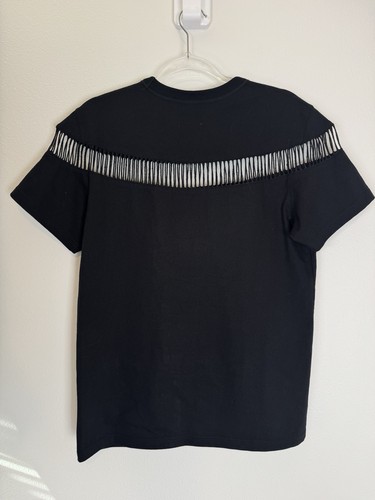 Maison Rabih Kayrouz Top T-shirt Women’s Large Black Cotton Net Detail - Picture 2 of 8