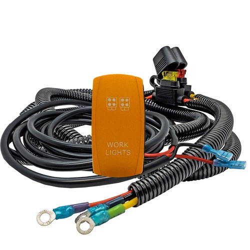 WORK LIGHTS On/Off Yellow Rocker Switch Power Busbar Wire Harness Kit Can-Am X3 - 第 3/9 張圖片