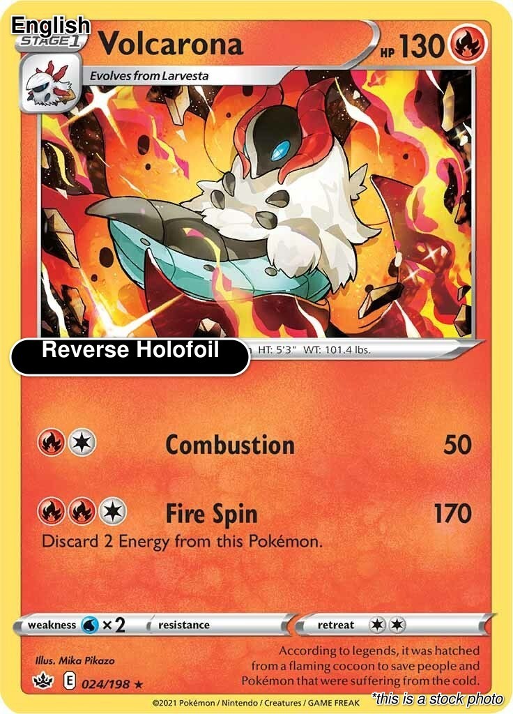 Volcarona Reverse Holofoil SWSH06: Chilling Reign 024/198 Pokemon NM