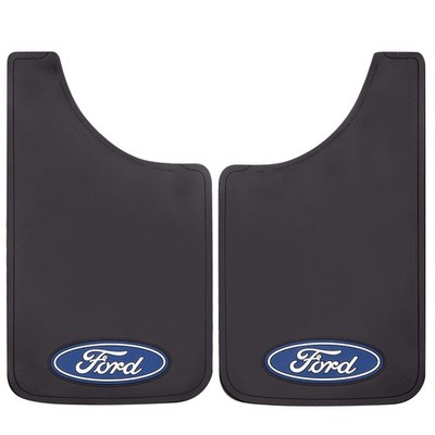 Plasticolor 000539R01 Ford Oval Logo Easy Fit Mud Guard 11''x19'' - Set of 2 , Bla