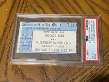 8/8/1988 1 st Chicago Cubs Wrigley Field Night Game Ticket Stub PSA 6 Ex-Mt