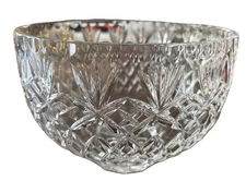 Vintage Lausitzer Glass 7”H Crystal Bowl German Deep Cut Diamond Design-No Chips