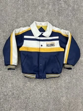 DISTRESSED Vintage 80s Michigan Wolverines Faux Leather Varsity Jacket Youth 7