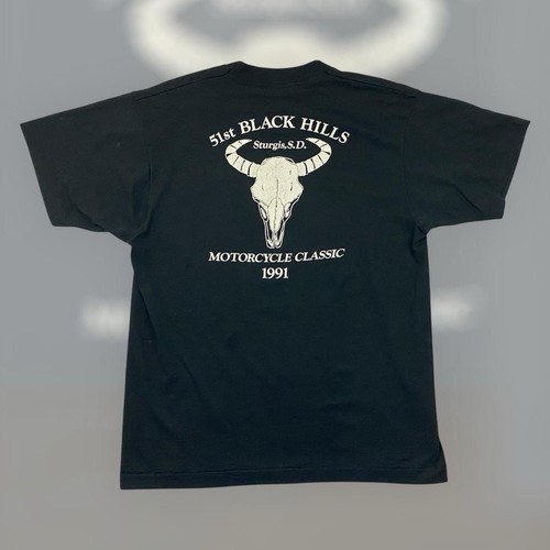 VTG 90s Sturgis Black Hills Motorcycle Artwork T Shirt Adult XL Black USA Rare - Picture 2 of 5