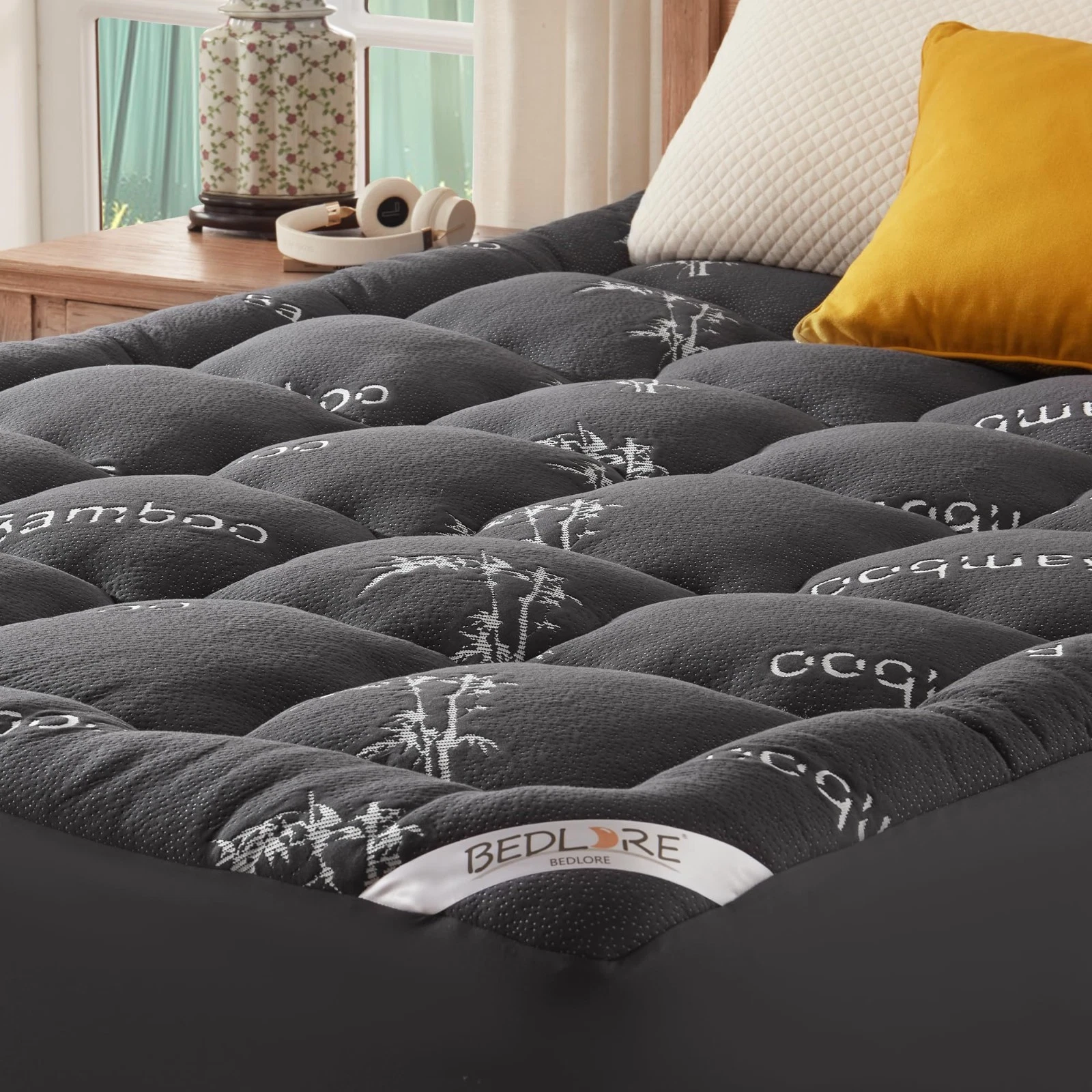 King Mattress Topper - Thick Bamboo Viscose Pillow Top, Soft & Breathable