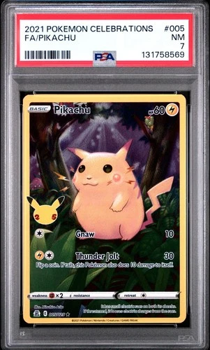 2021 Pokemon Celebrations - Pikachu #005- Full Art - PSA 7