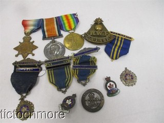 GREAT BRITAIN WWI BRITISH CANADIAN OFFICERS VICTORY NAMED MEDAL RCL PINS GROUP