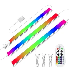 RGB Under Cabinet Lights with Remote, Dimmable Plug-in/Hardwired LED Light Ba...