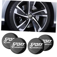 4PCS American Flag Wheel Hub Center Caps Stickers, 56mm 2.23in SPORT Black