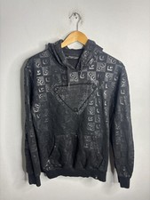 Avenue George V Paris Hoodie Mens Large Black Rhinestone Monogram Pullover Logo