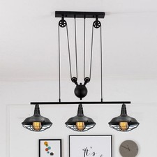 Vintage Black 3-Head Chandelier Ceiling Lamp Retro Pool Table Light Pendant Lamp