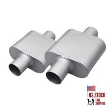 Universal 2.5" Inlet 2.5" Outlet Single Chamber Muffler - 13" Total 2.5 Inch