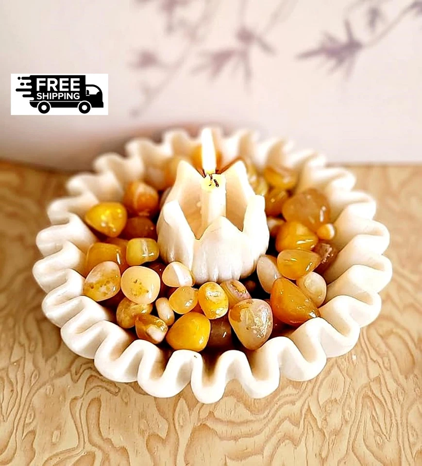 Cuenco de mármol y candelabro dúo - Juego decorativo multiuso de 2 piezas para oficina en casa Foto 3 de 4