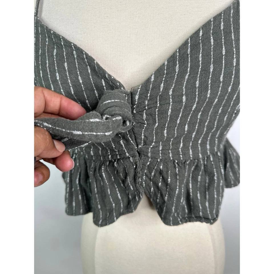 Union Bay Babydoll Ruffle Crop Adjustable Straps Top M Y2K Linen - Image 2 of 4