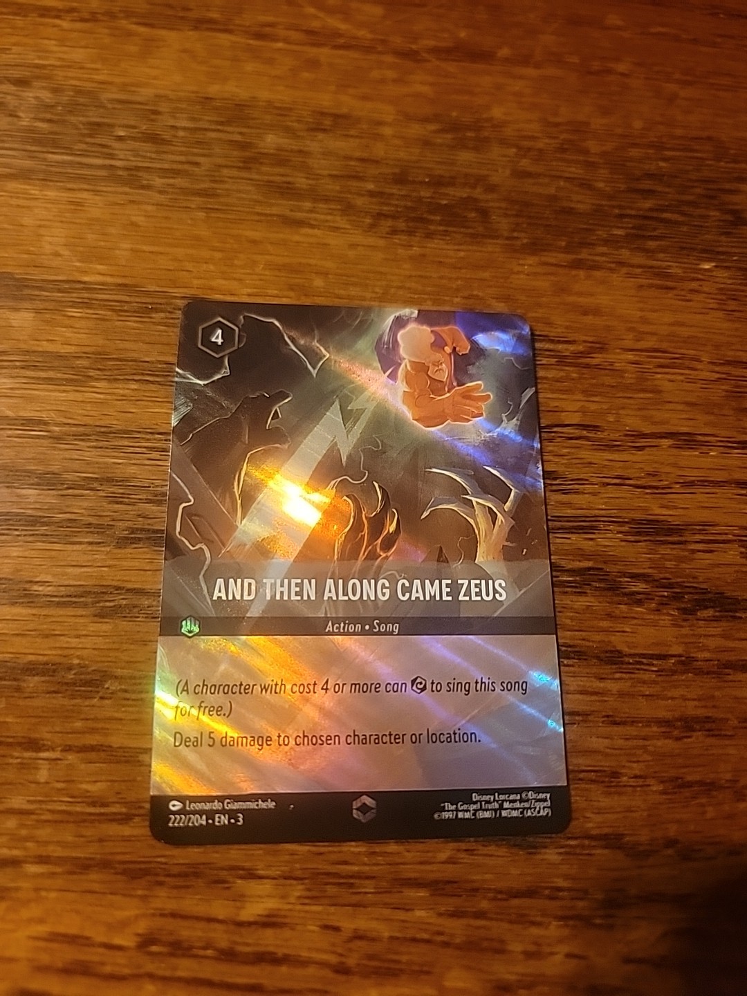 Disney Lorcana Enchanted Card and Then Along Came Zeus 222/204 Into the Inklands