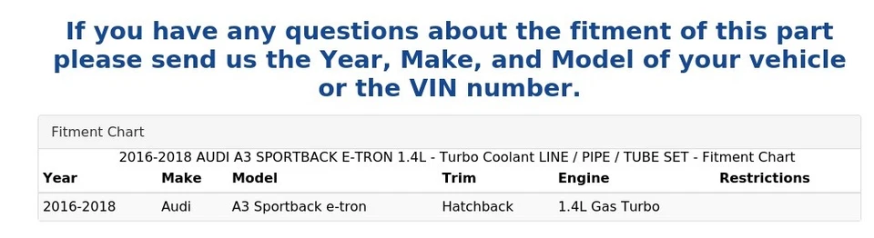 AUDI A3 SPORTBACK E-TRON 2016-2018 1,4 L - Turbo refrigerante juego de línea/tubo/tubo Foto 4 de 4